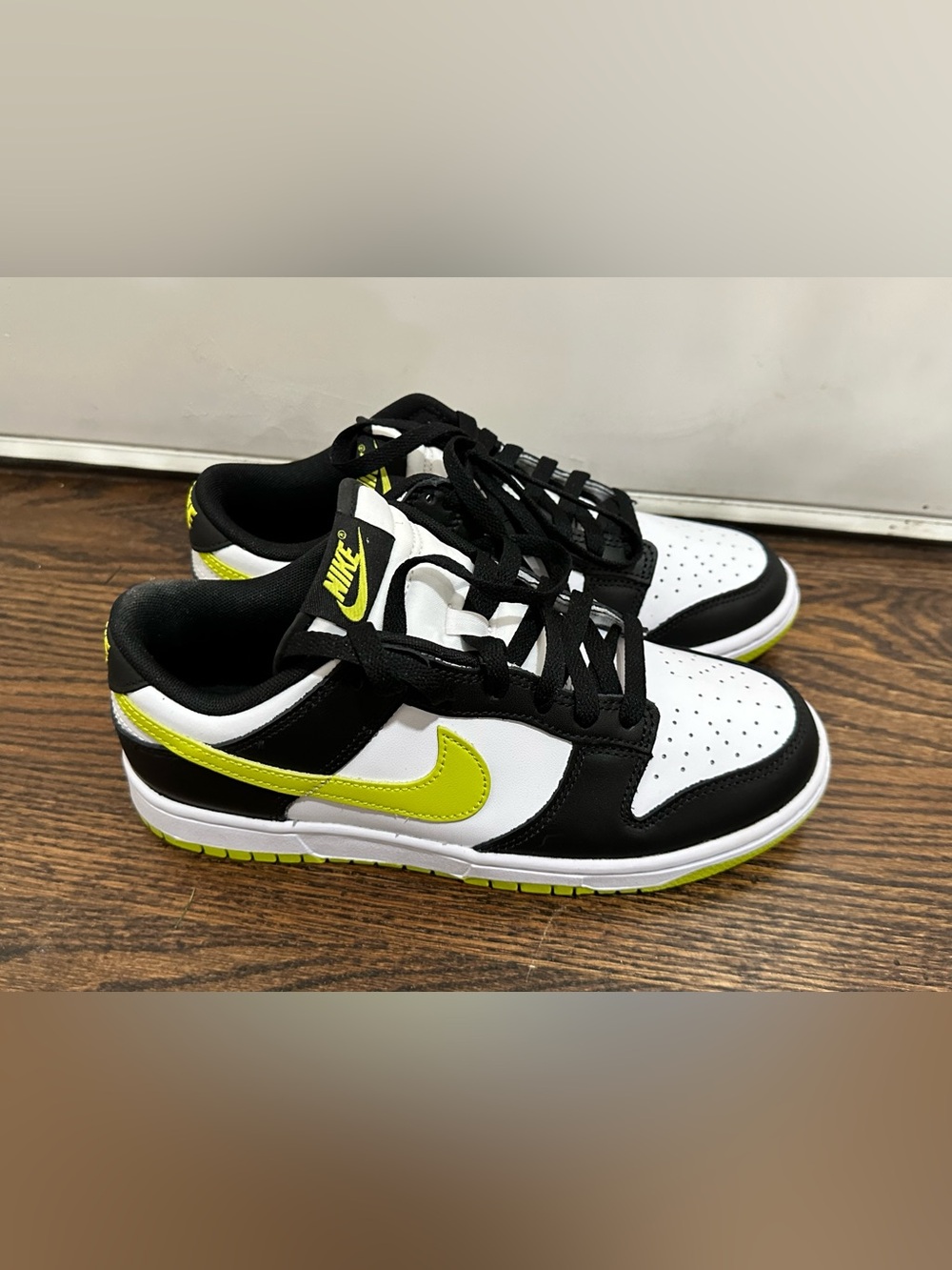 Nike Low Top Sneakers in White, Black & Volt Yellow